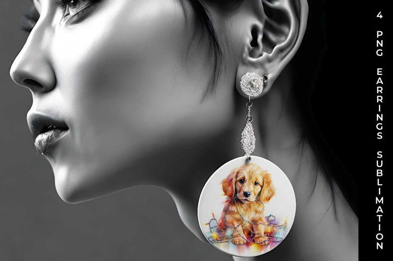 christmas-golden-retriever-dog-png-round-earrings-sublimation-bundle