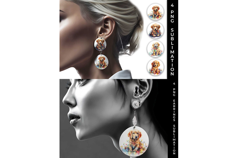 christmas-golden-retriever-dog-png-round-earrings-sublimation-bundle