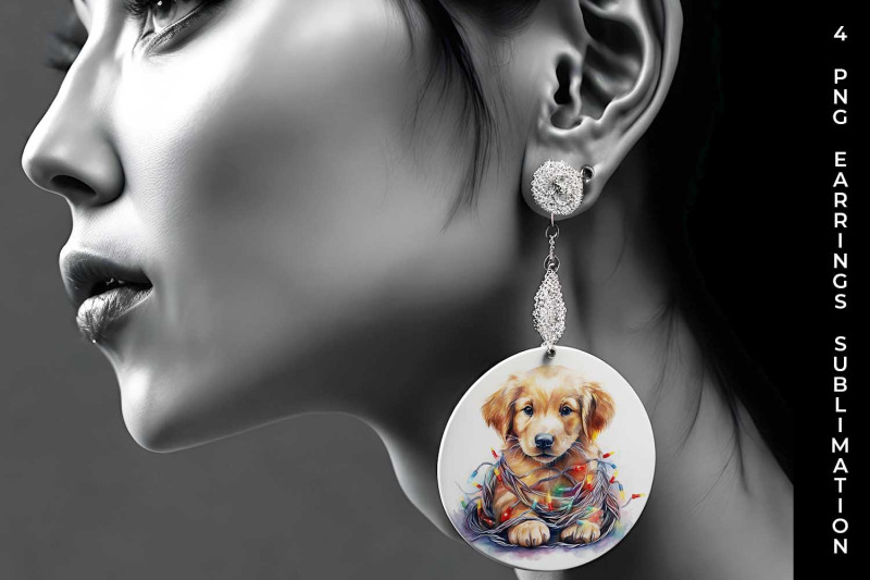 christmas-golden-retriever-dog-png-round-earrings-sublimation-bundle