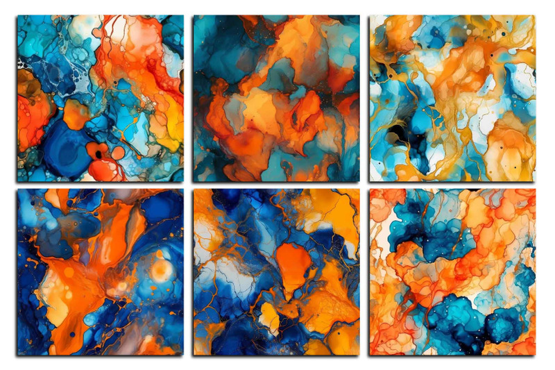 blue-orange-alcohol-ink-digital-paper-seamless-patterns