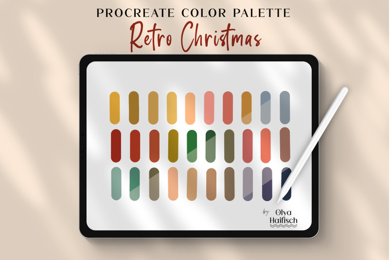 retro-christmas-procreate-palette-vintage-color-swatches