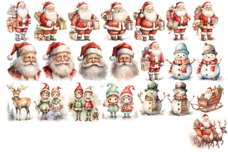 vintage-christmas-clipart-winter-santa-snowman-clip-art