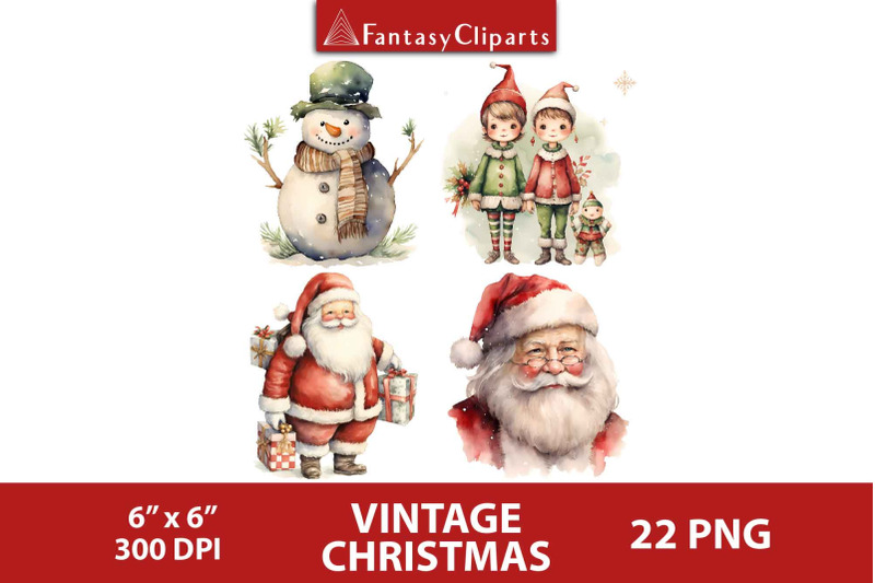 vintage-christmas-clipart-winter-santa-snowman-clip-art