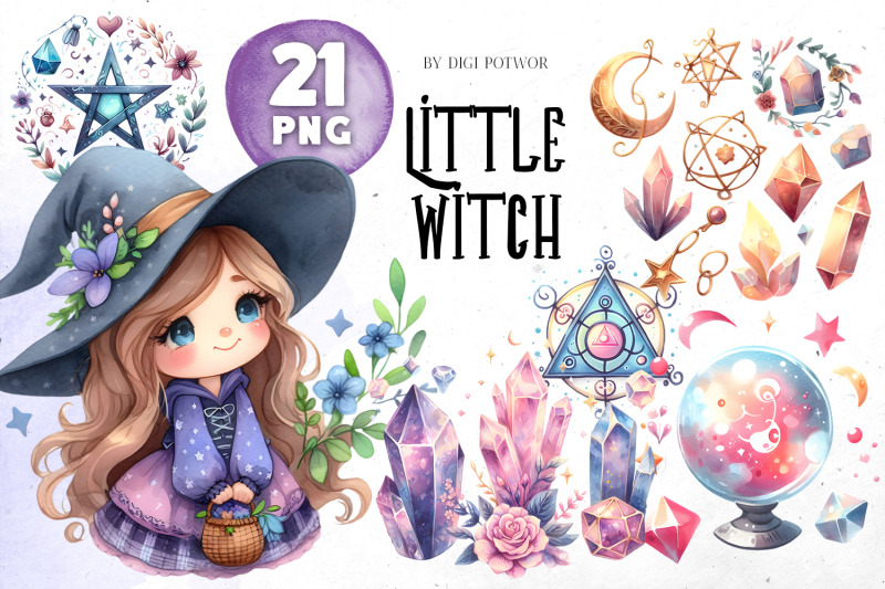 little-witch-watercolor-bundle-png-cliparts