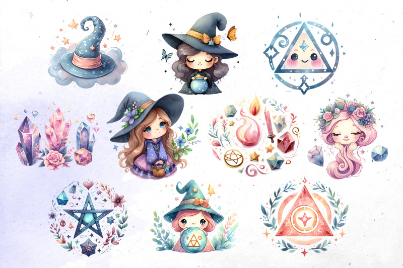 little-witch-watercolor-bundle-png-cliparts
