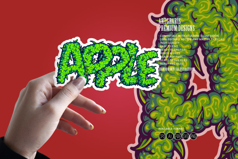 cannabis-lettering-artistic-apple-weed-strain