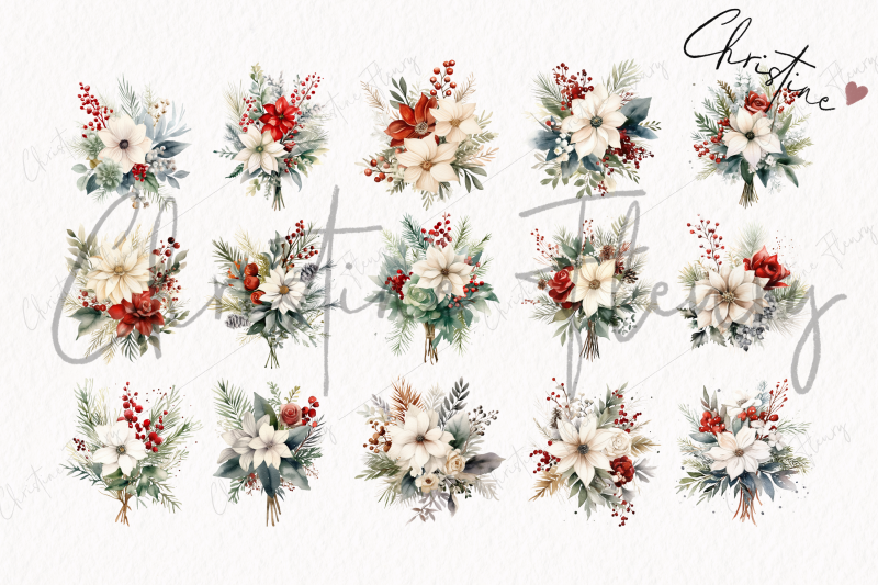 watercolor-elegant-christmas-flowers