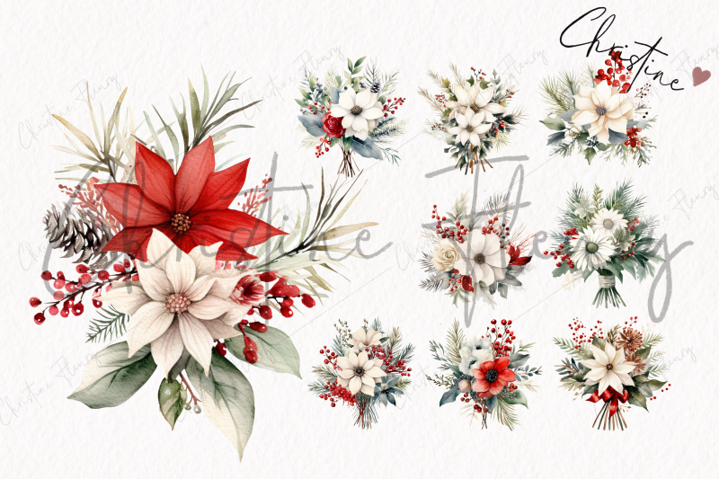 watercolor-elegant-christmas-flowers