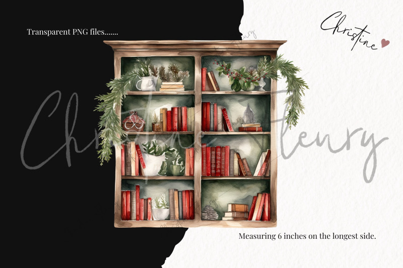 watercolor-christmas-bookcase-clipart