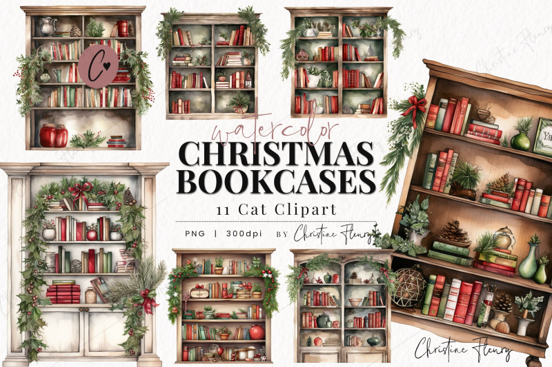 watercolor-christmas-bookcase-clipart