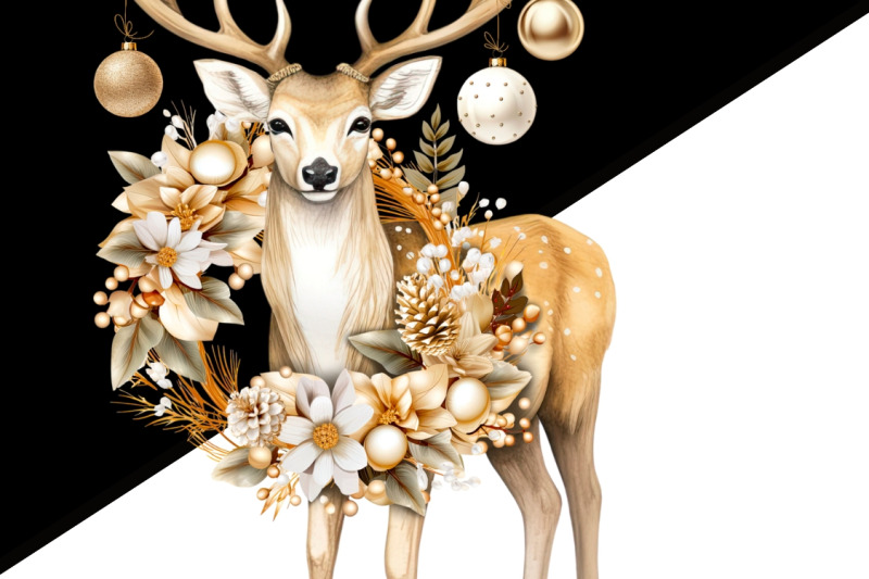 christmas-deer-art-print-winter-wreath-sublimation-download