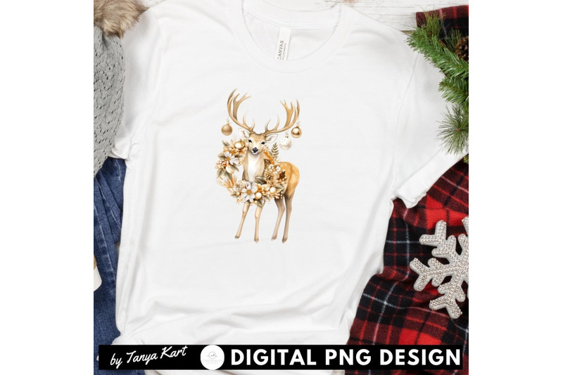 christmas-deer-art-print-winter-wreath-sublimation-download