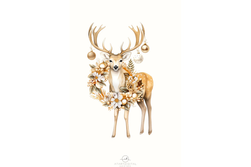 christmas-deer-art-print-winter-wreath-sublimation-download