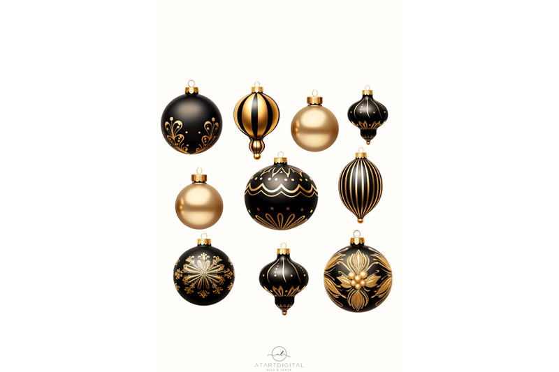 black-christmas-ball-ornaments-aesthetic-art-prints