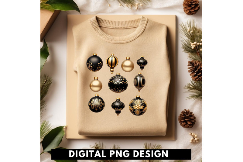 black-christmas-ball-ornaments-aesthetic-art-prints