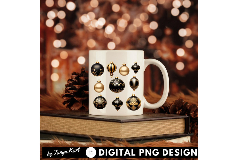 black-christmas-ball-ornaments-aesthetic-art-prints