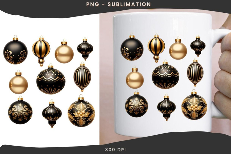 black-christmas-ball-ornaments-aesthetic-art-prints