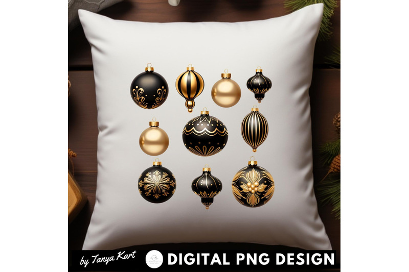 black-christmas-ball-ornaments-aesthetic-art-prints