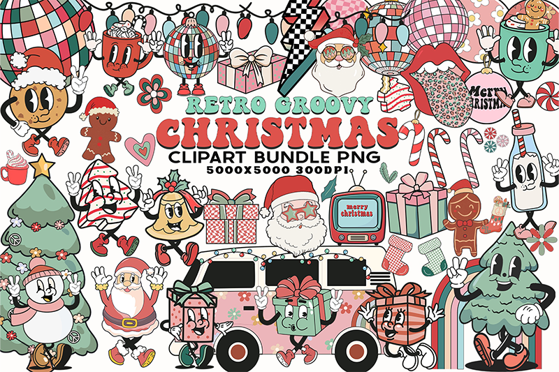 retro-groovy-christmas-clipart-bundle