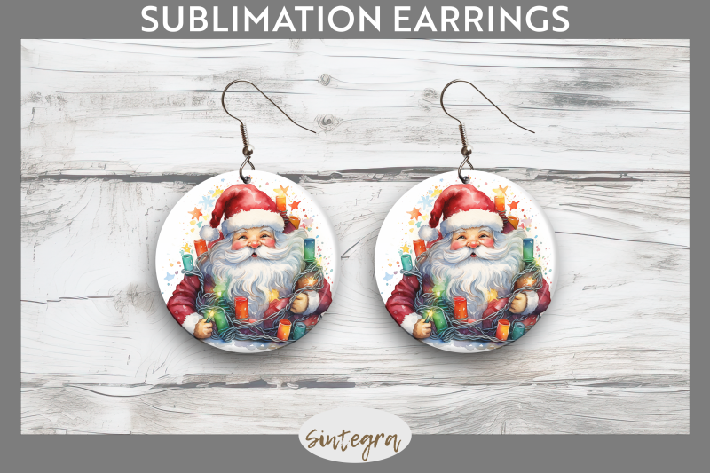 christmas-santa-claus-entangled-in-lights-round-earrings-sublimation