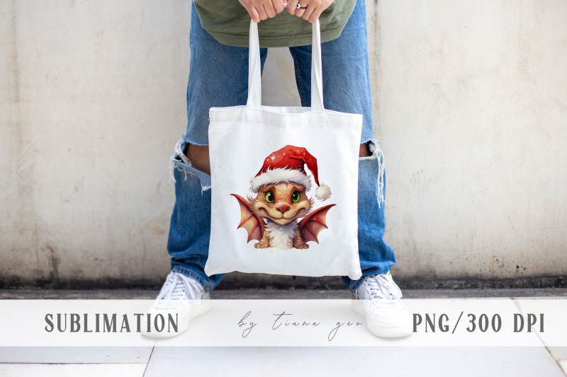 watercolor-christmas-dragon-with-santas-hat-1-png-clipart