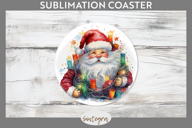 christmas-santa-claus-entangled-in-lights-round-coaster-sublimation