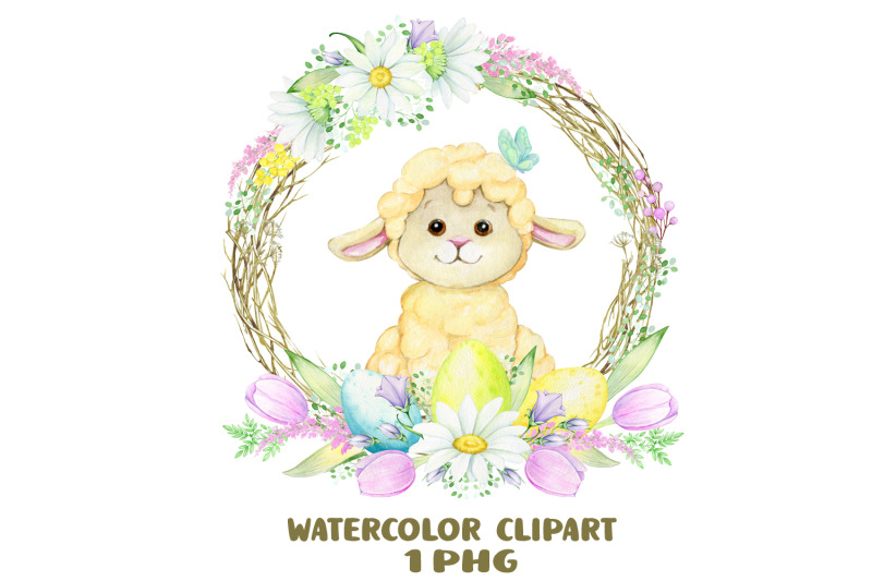 easter-lamb-clipart-watercolor-baby-sheep-clipart-easter-wreath-far