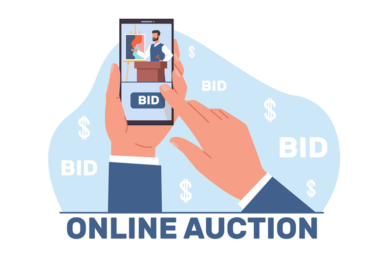 hand-holds-smartphone-with-online-auctioneer-salesman-with-gavel-bid