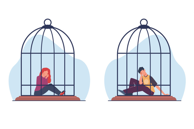 young-man-and-girl-with-depression-and-despair-sitting-in-bird-cage-k