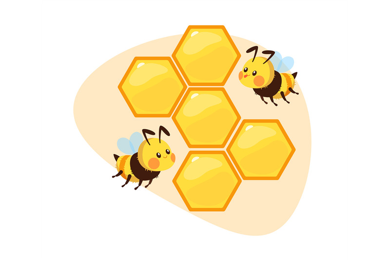 bees-flying-over-honeycomb-cute-pretty-striped-insects-kids-adorable