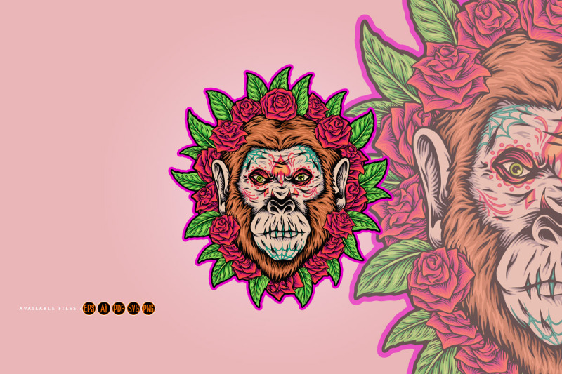 floral-ornaments-monkey-muertos