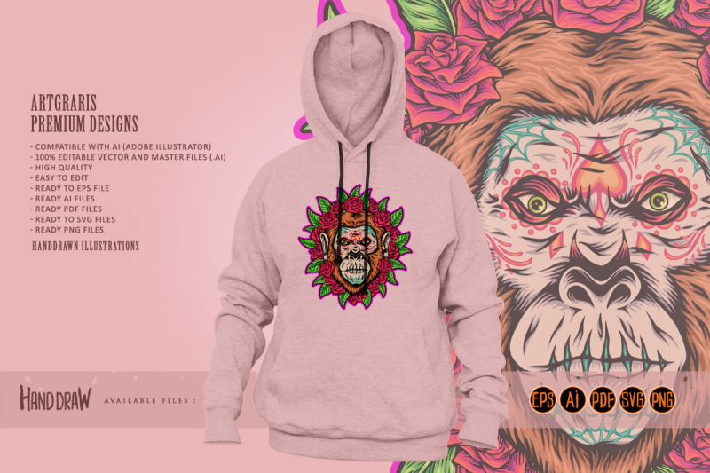 floral-ornaments-monkey-muertos