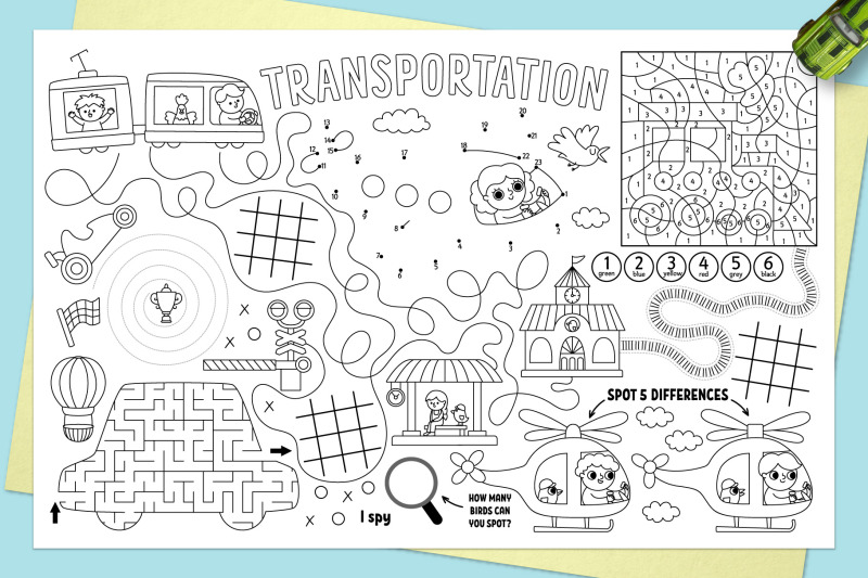 transportation-coloring-activity-mats-for-kids