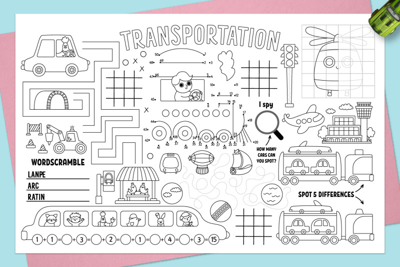 transportation-coloring-activity-mats-for-kids