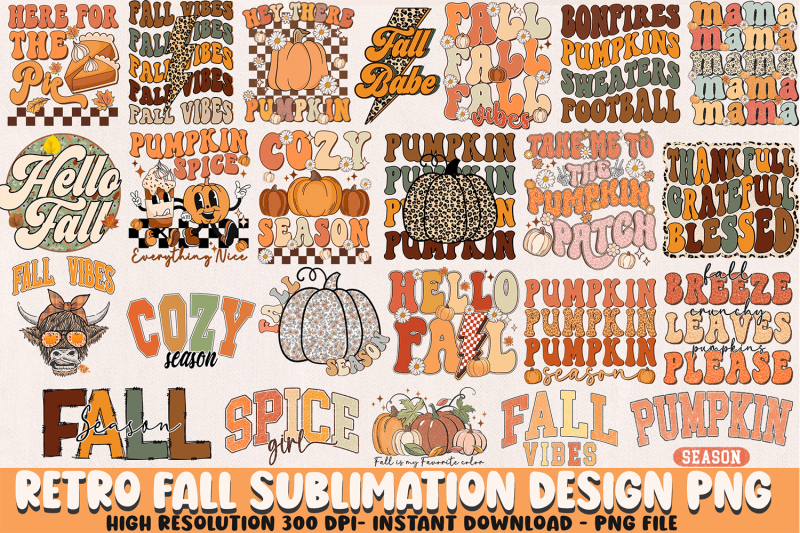 retro-fall-png-bundle