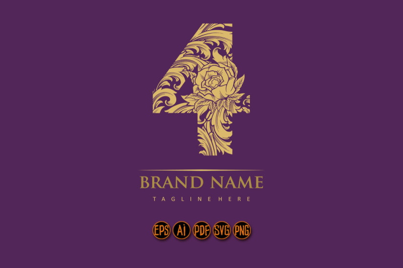 timeless-charm-vintage-number-4-monogram-logo