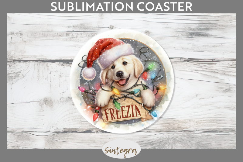 christmas-vintage-freezin-039-lab-entangled-round-coaster-sublimation