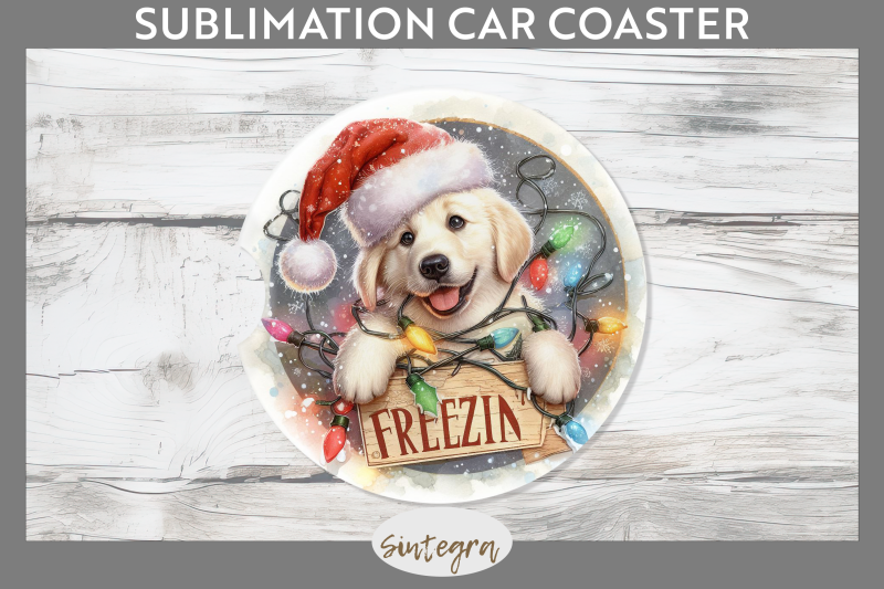 christmas-vintage-freezin-039-lab-entangled-car-coaster-sublimation