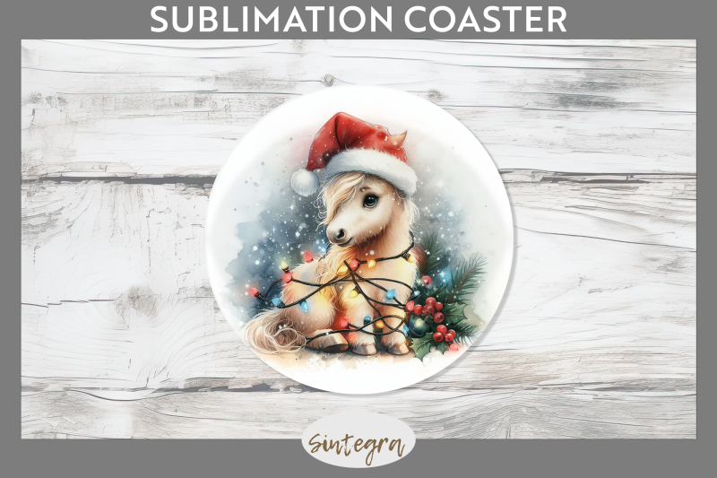 christmas-horse-animal-entangled-in-lights-round-coaster-sublimation