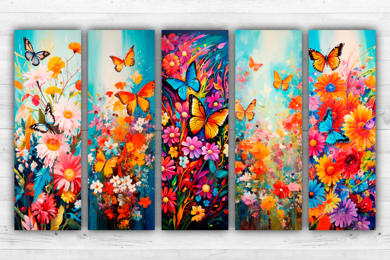 10-butterflies-bookmarks-printable-2x6-inch