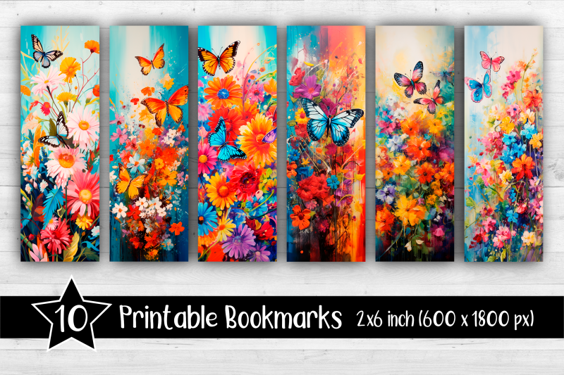 10-butterflies-bookmarks-printable-2x6-inch