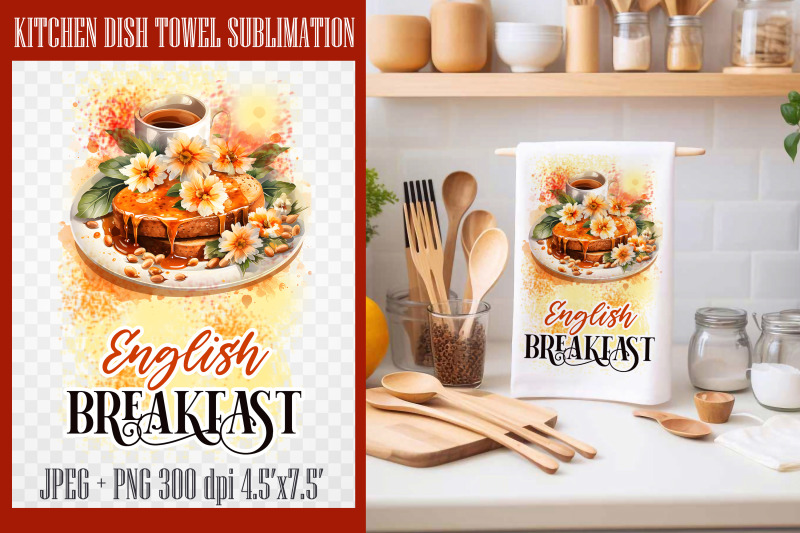 english-breakfast-png-kitchen-dish-towel-sublimation