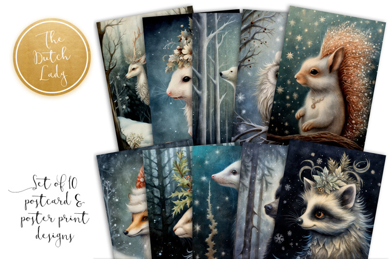 mystical-christmas-animals-postcards-amp-art-prints