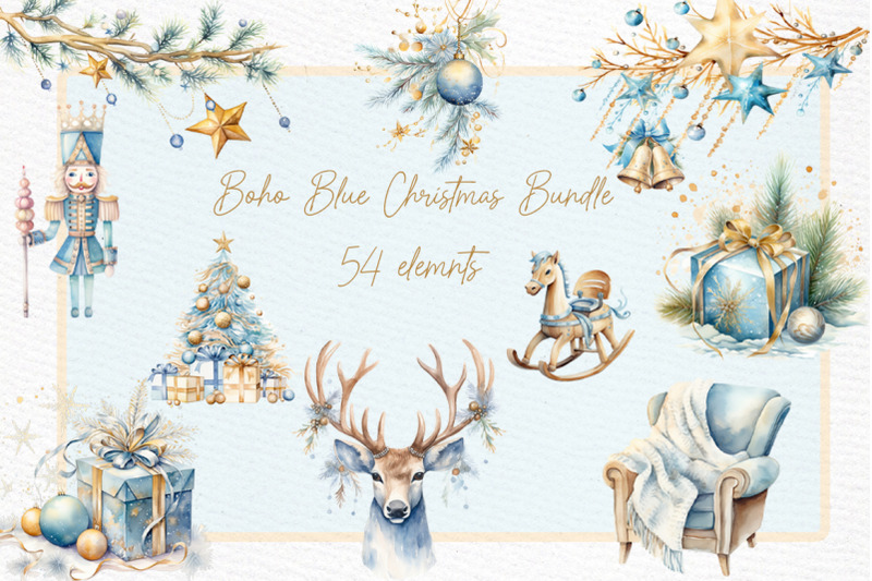 boho-christmas-clipart-bundle-cozy-christmas-clipart-blue