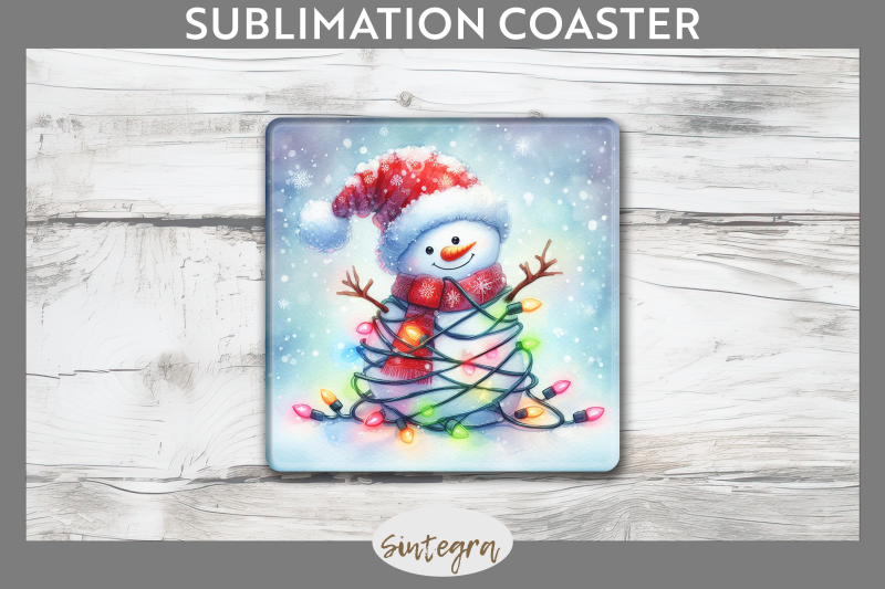 christmas-snowman-entangled-in-lights-square-coaster-sublimation