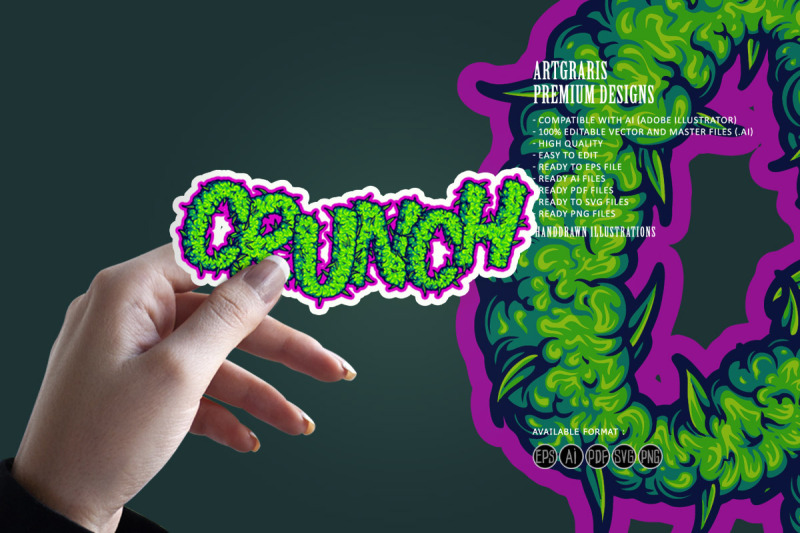 crunch-fantasy-lettering-word-cannabis-smoke