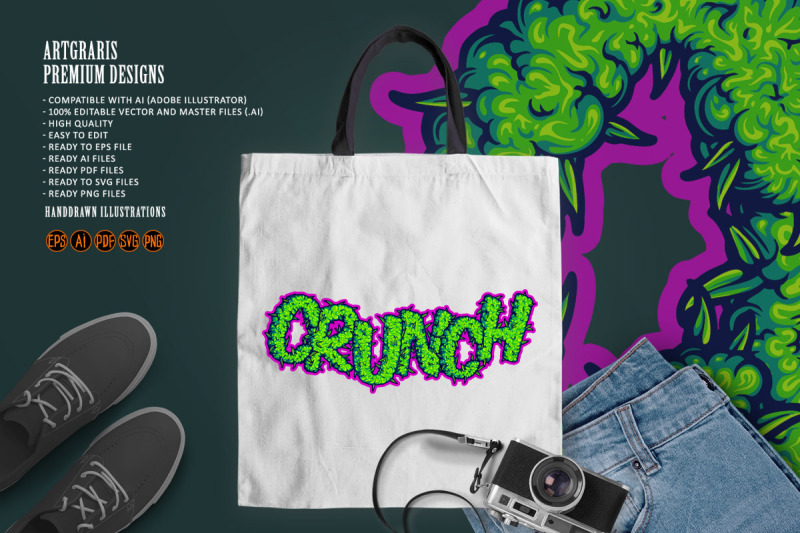 crunch-fantasy-lettering-word-cannabis-smoke