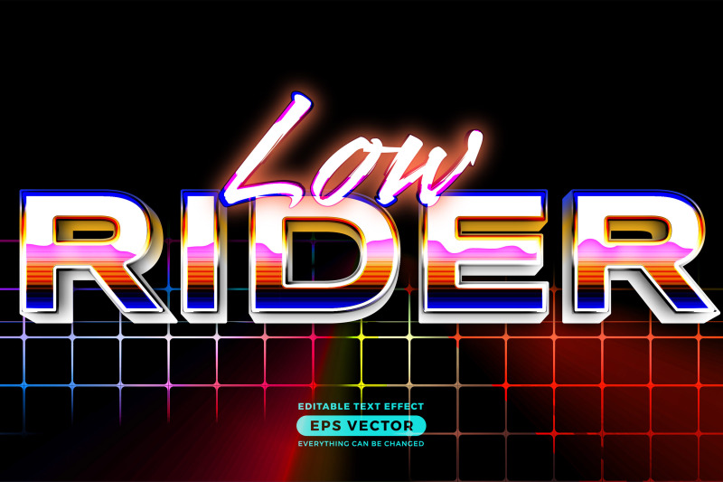 retro-text-effect-low-rider-futuristic-editable-80s-classic-style-with