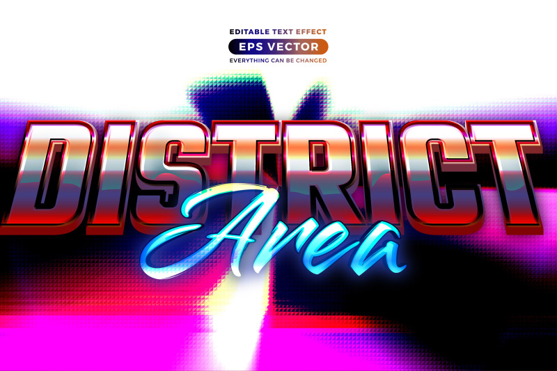 retro-text-effect-district-area-futuristic-editable-80s-classic-style