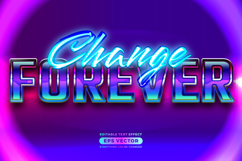 retro-text-effect-change-forever-futuristic-editable-80s-classic-style